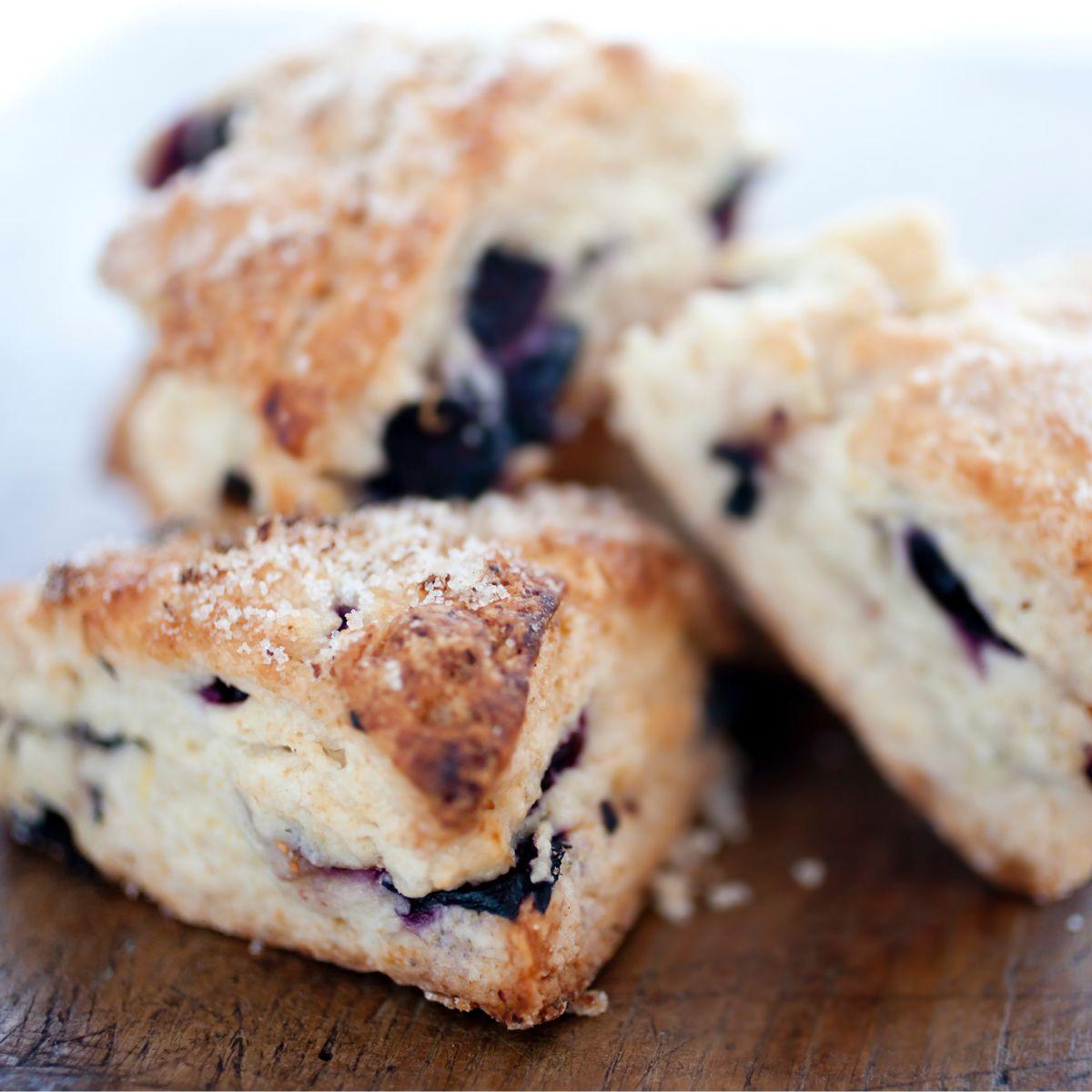 Blueberry Scones on a table.