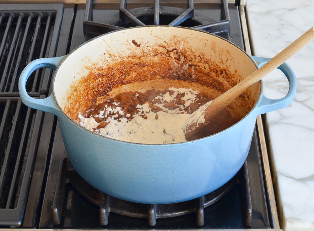 adding flour to thicken