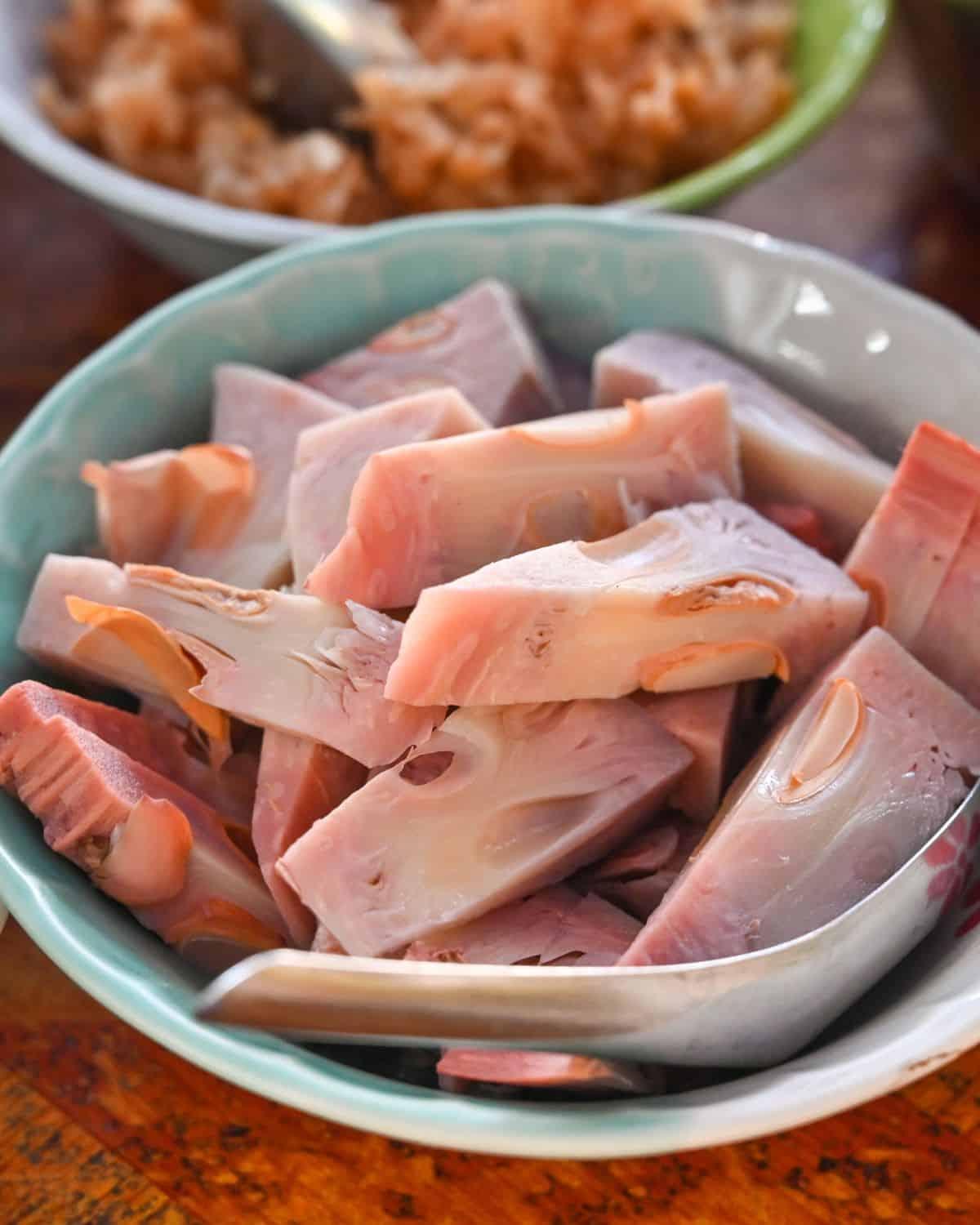 Chunks of jackfruit in a bowl.