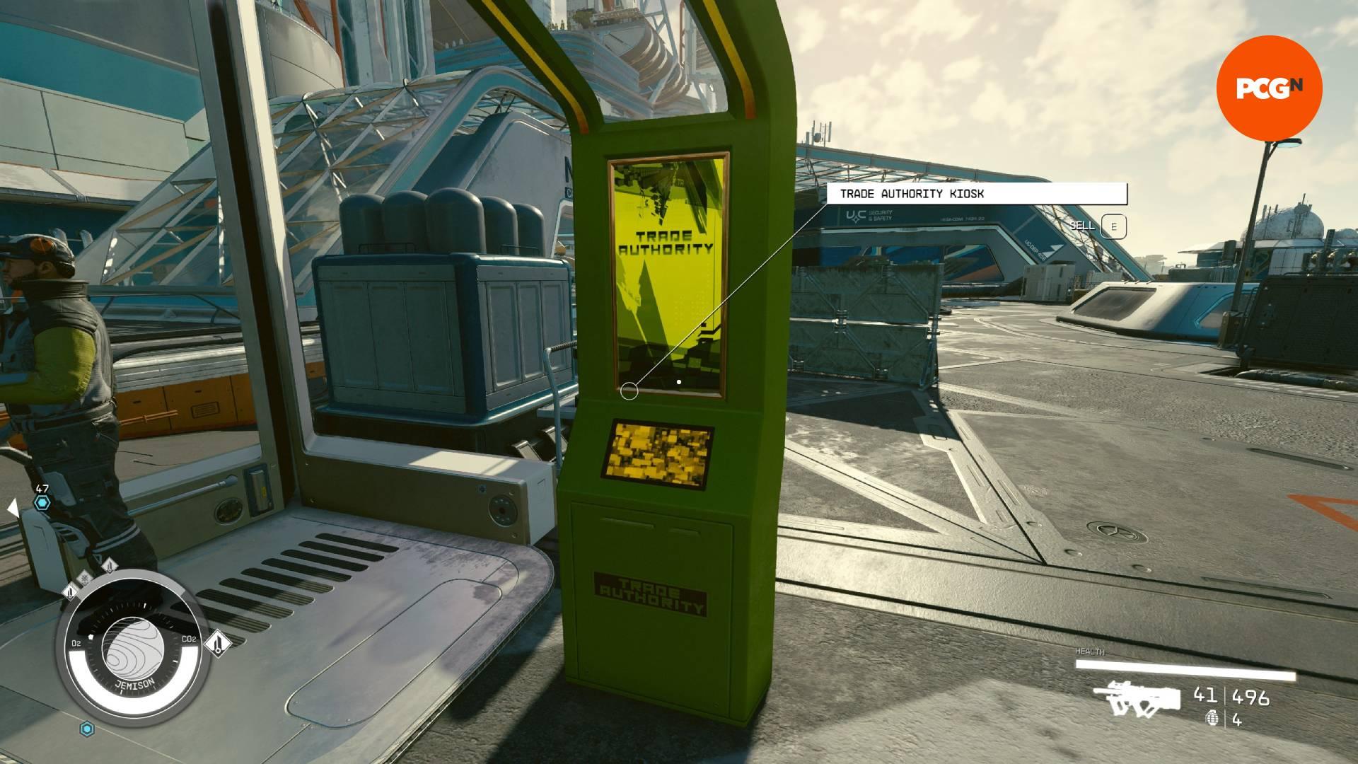 Where to sell items in Starfield: The Trade Authority Kiosk at New Atlantis.