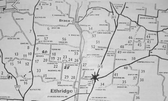 Ethridge TN Amish Map