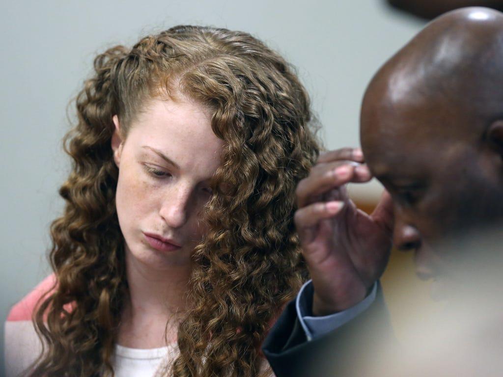 Amber Wright appeared in an Ocala courtroom with her attorney, Junior Barrett, for sentencing on Tuesday.