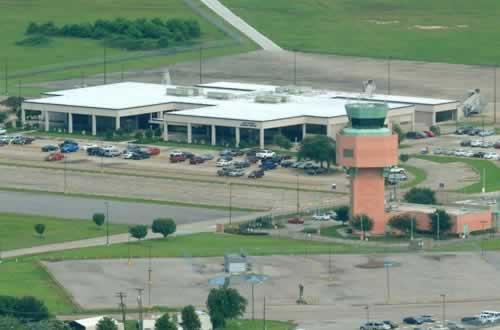 Aerial view of Jack Brooks Regional Airport in southeast Texas