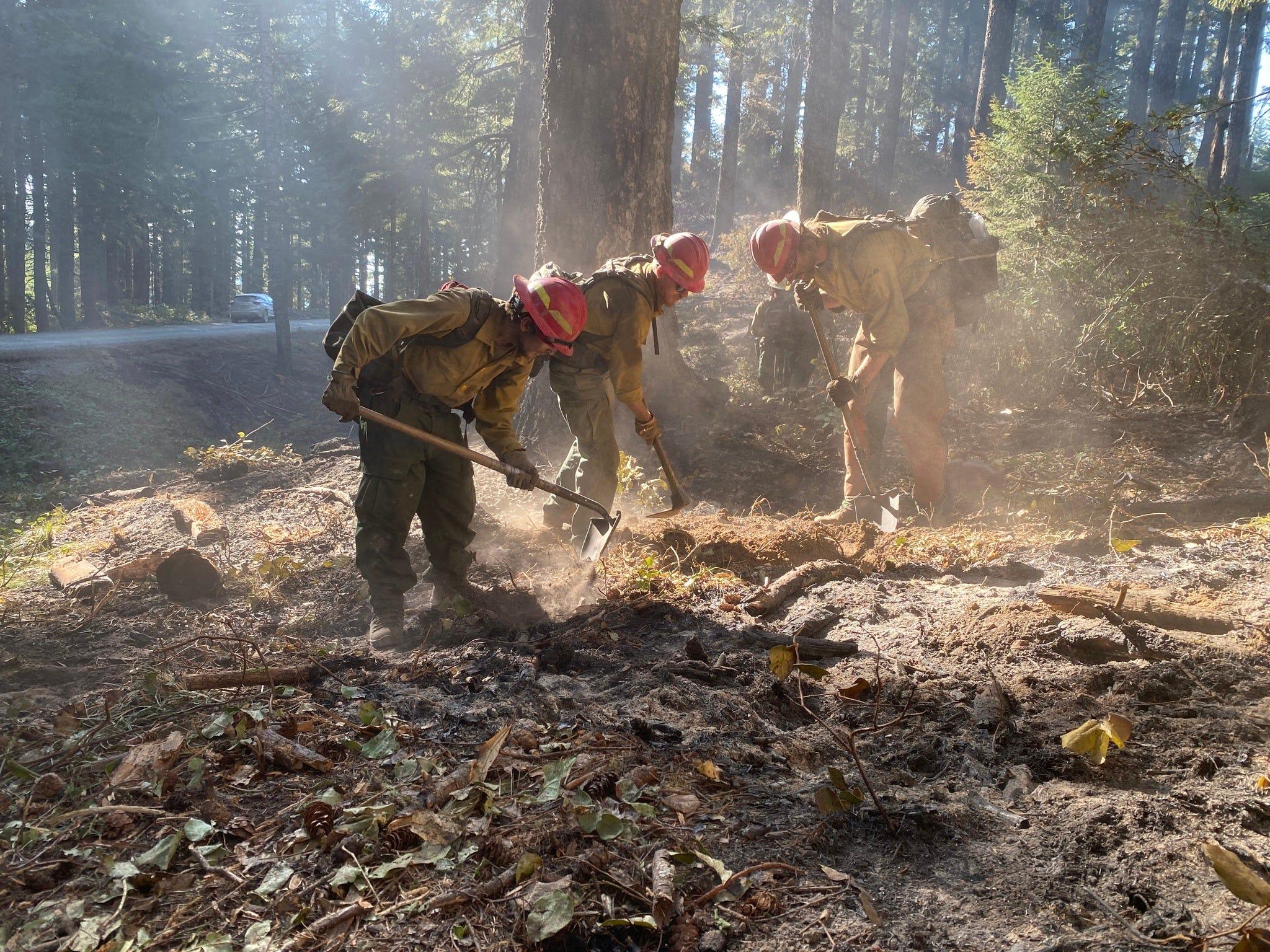 Crews working on the Flat Fire on July 29.