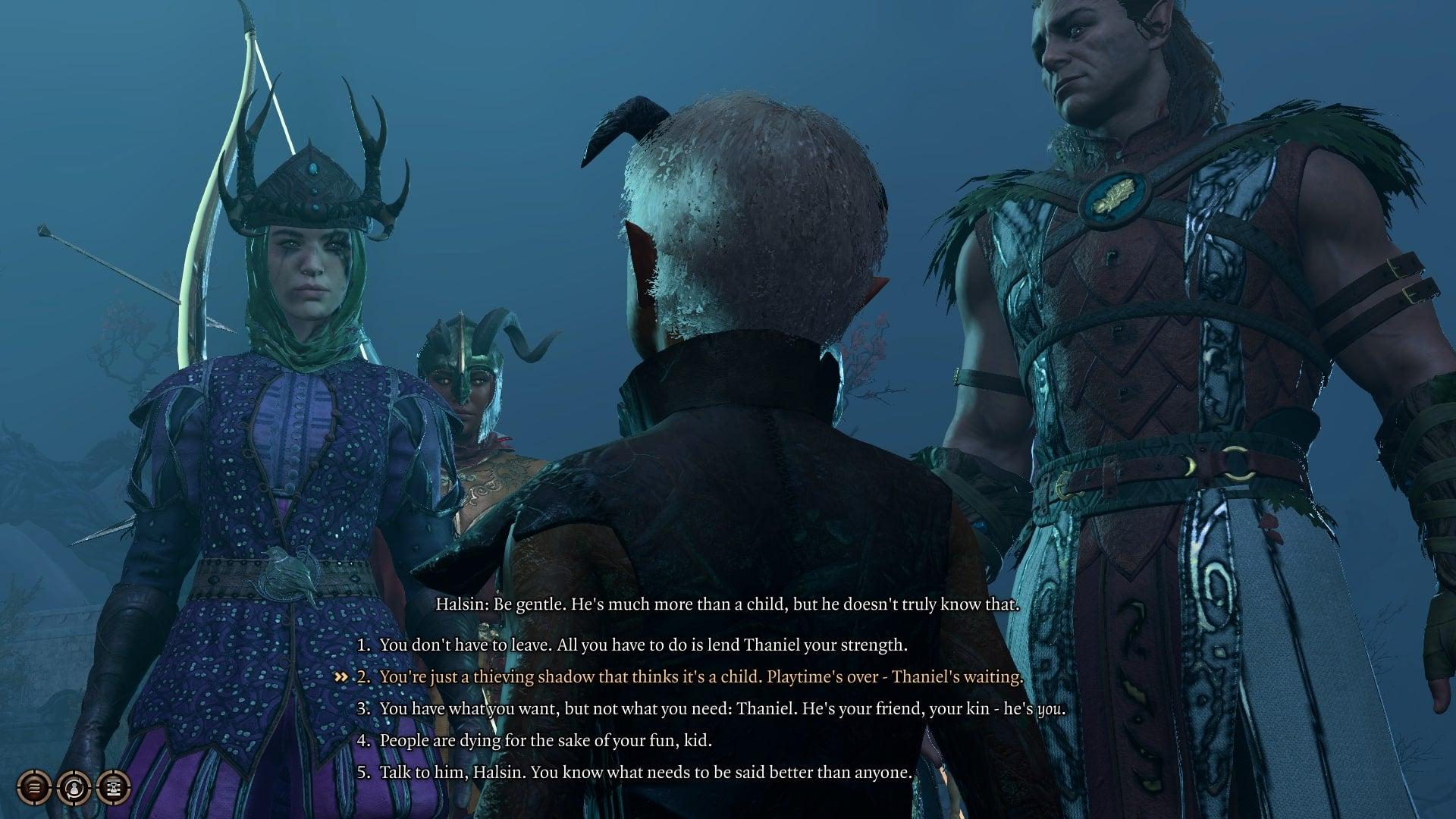 The player speaks with Thaniel