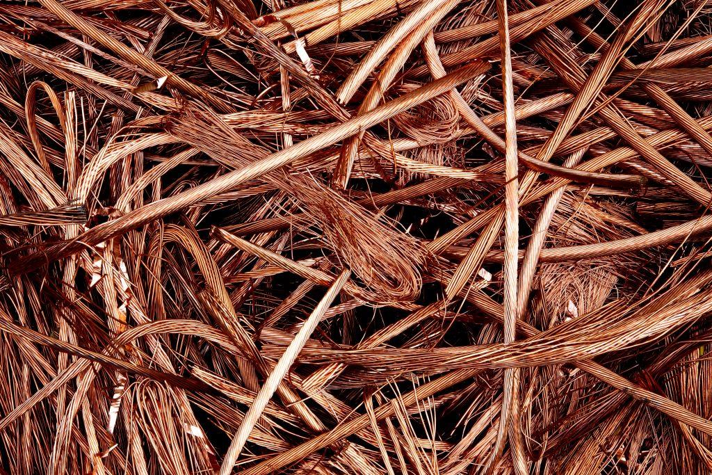 A tangle of wires for copper wire recycling