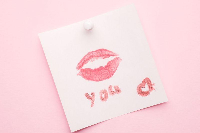 Lipstick kiss print on paper