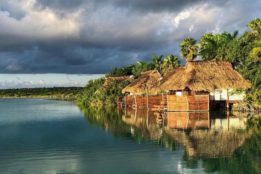 Massage chairs on the water overlooking the lagoon