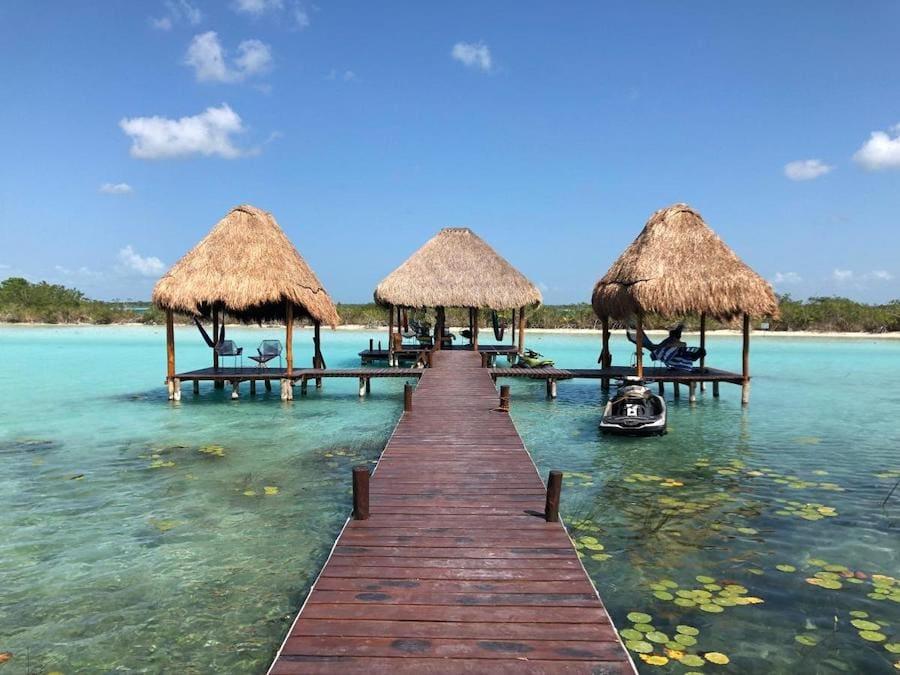 The front view of Yak Lake House in Bacalar