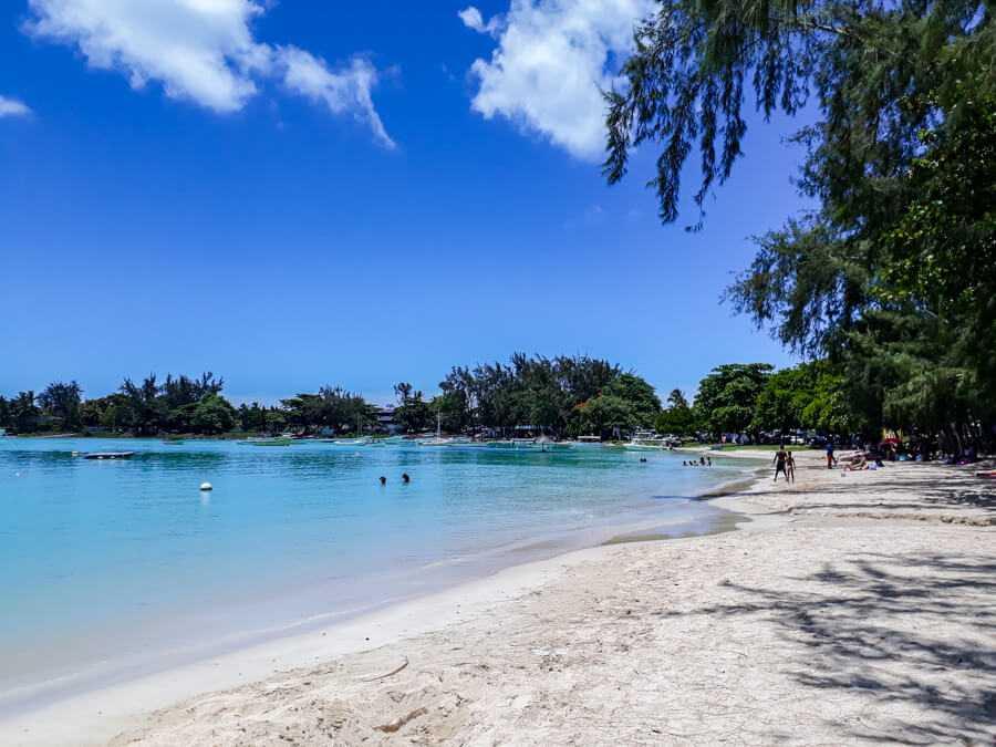 turquoise beach with powdery white sand in Grand Baie - where to stay in Mauritius