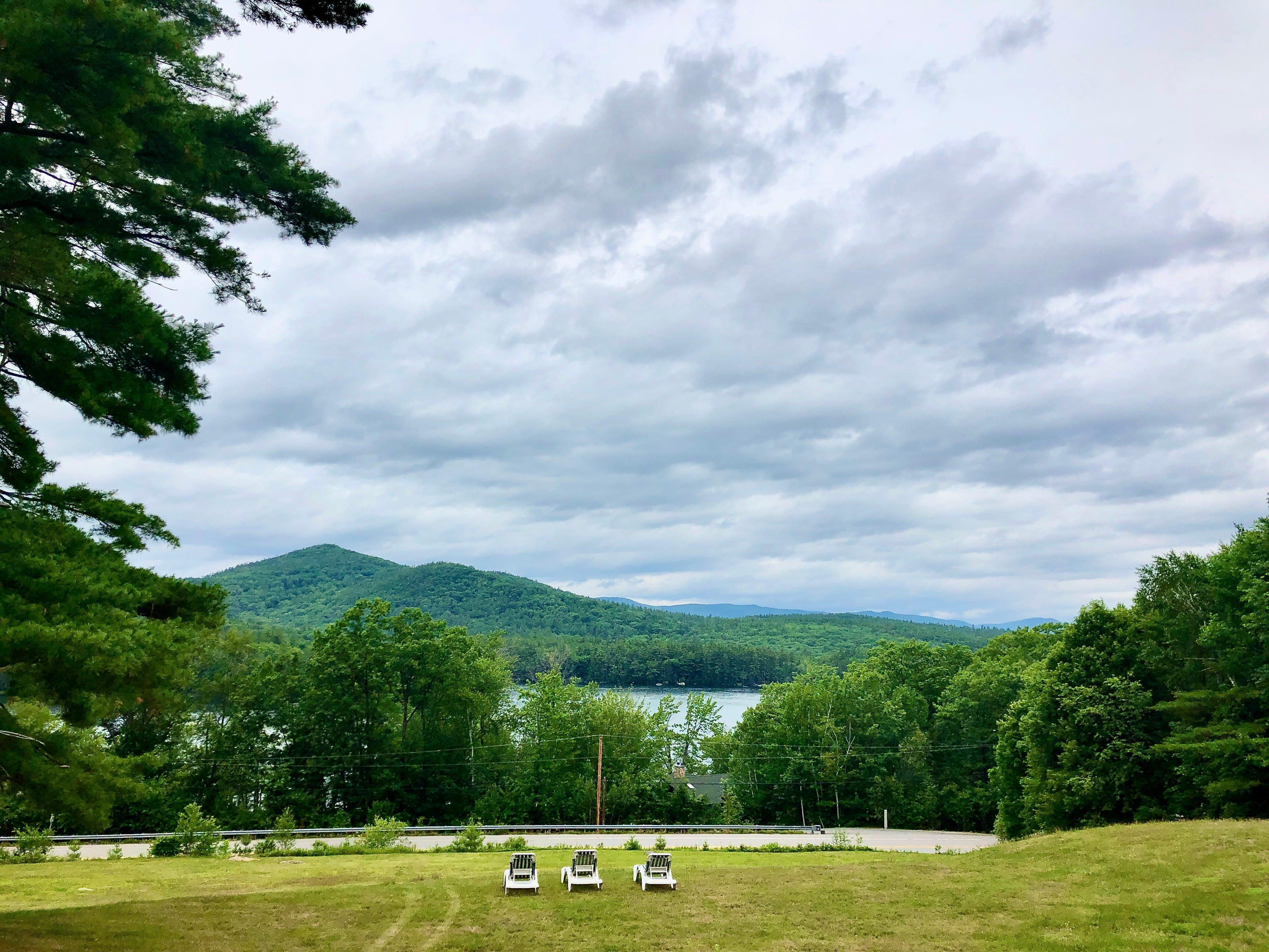 The view of Squam Lake and the Squam Range from the Manor on Golden Pond’s lawn.