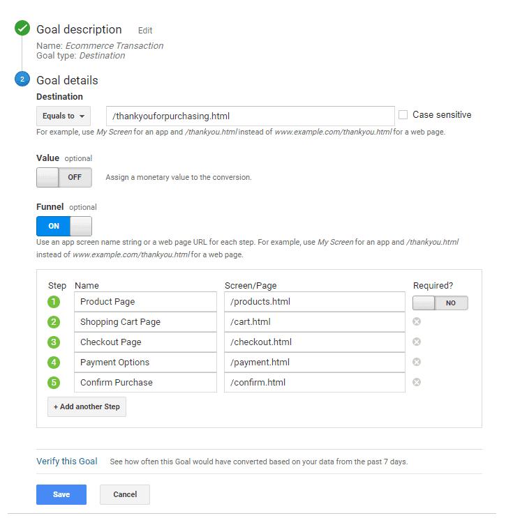 Google Analytics goal time duration