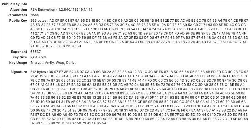 Public key and signature