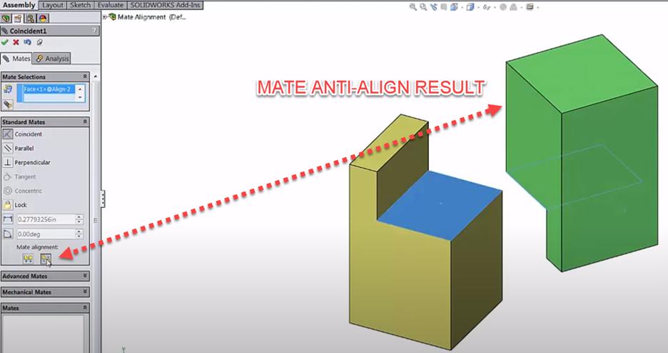 SOLIDWORKS Mate Anti-Alignment