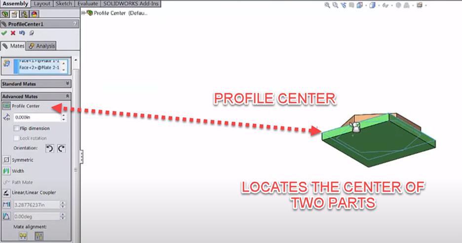 SOLIDWORKS Profile Center Mate