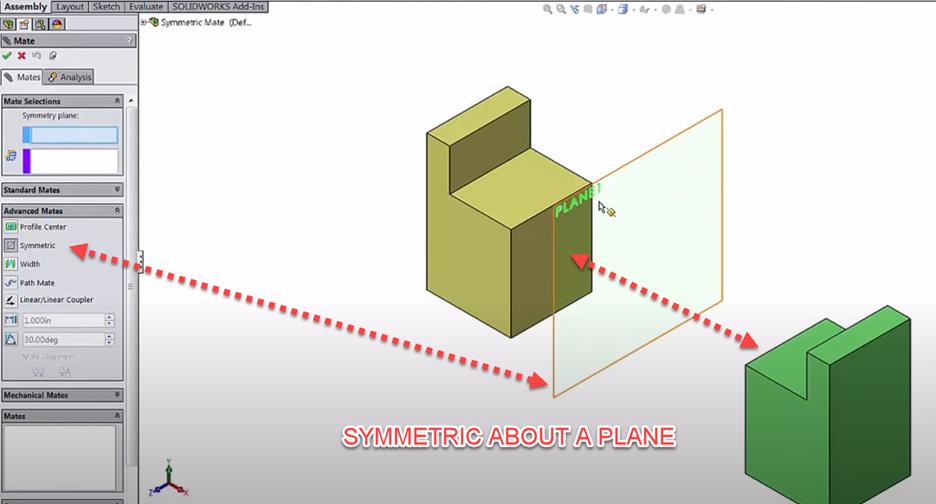 SOLIDWORKS Symmetric Mates