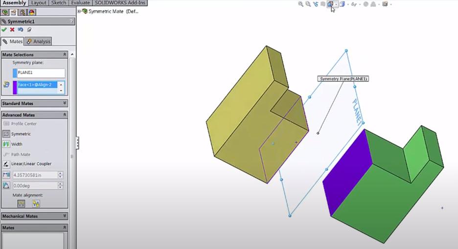 SOLIDWORKS Mates Symmetric