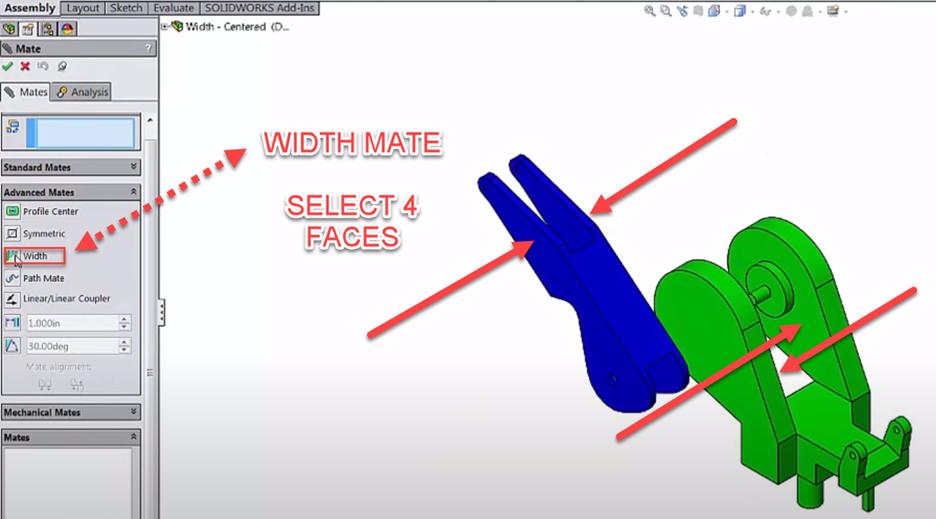 SOLIDWORKS Width Mate