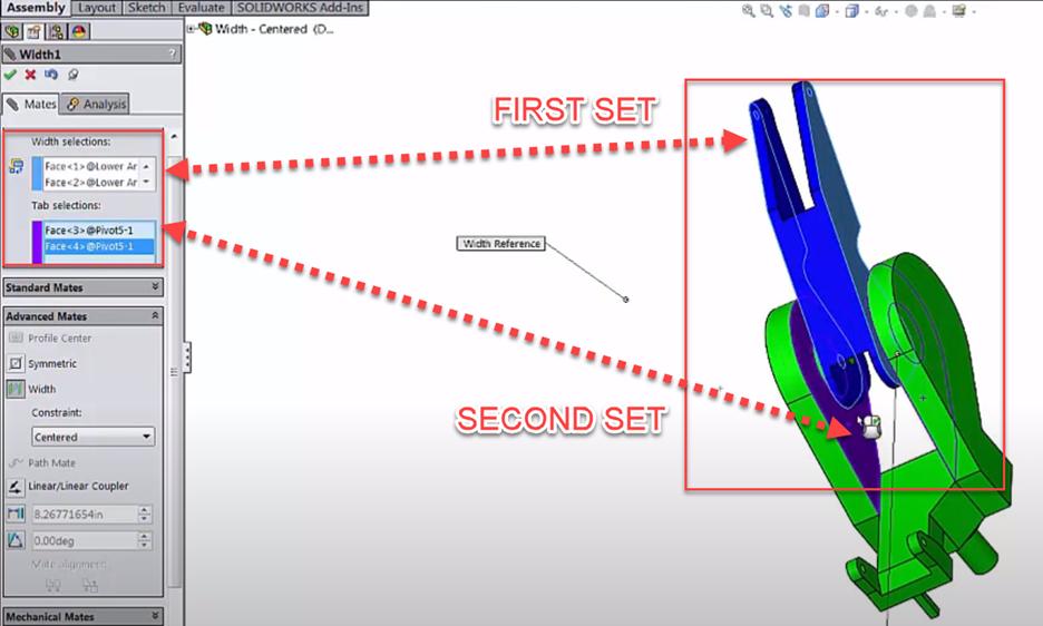 Width SOLIDWORKS Advanced Mates