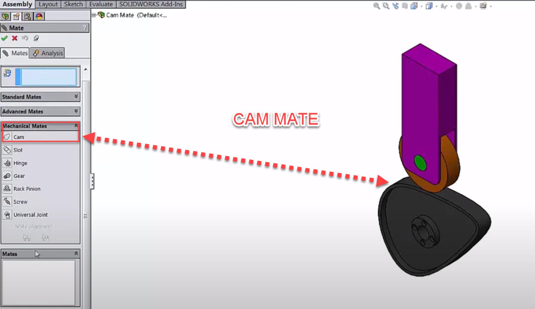 Cam Mate in SOLIDWORKS