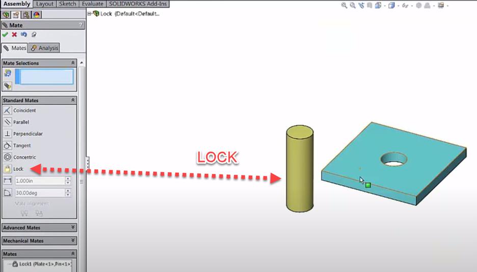 Lock Mate in SOLIDWORKS