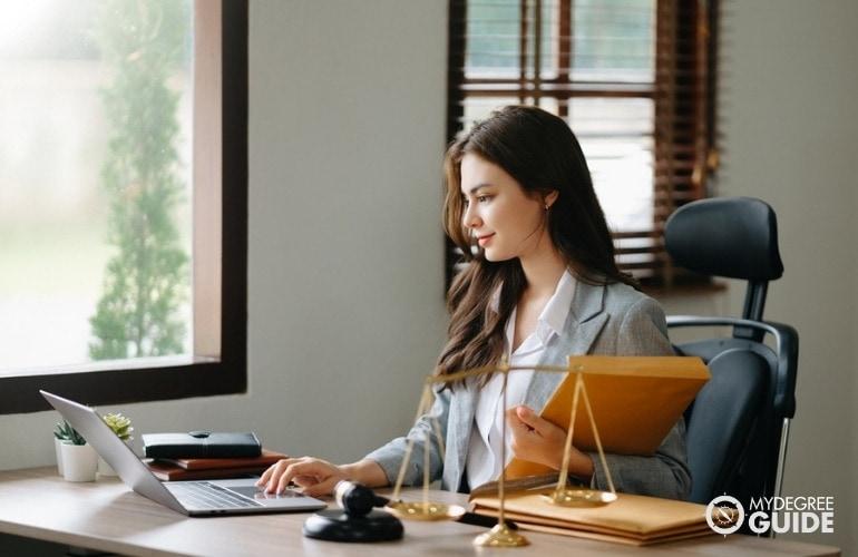 lawyer working in her office