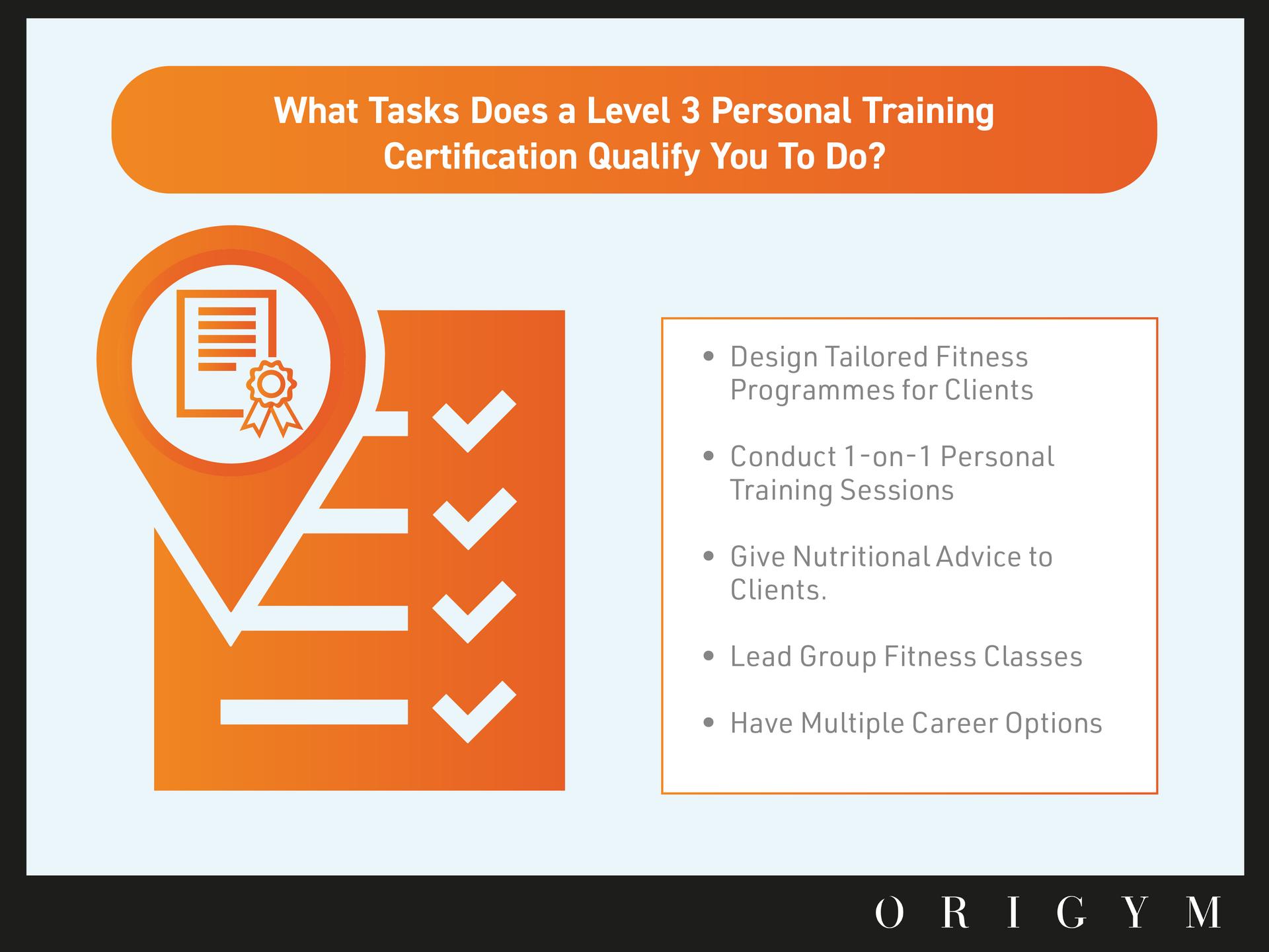 What Tasks Does a Level 3 Personal Training Certification Qualify You To Do Infographic