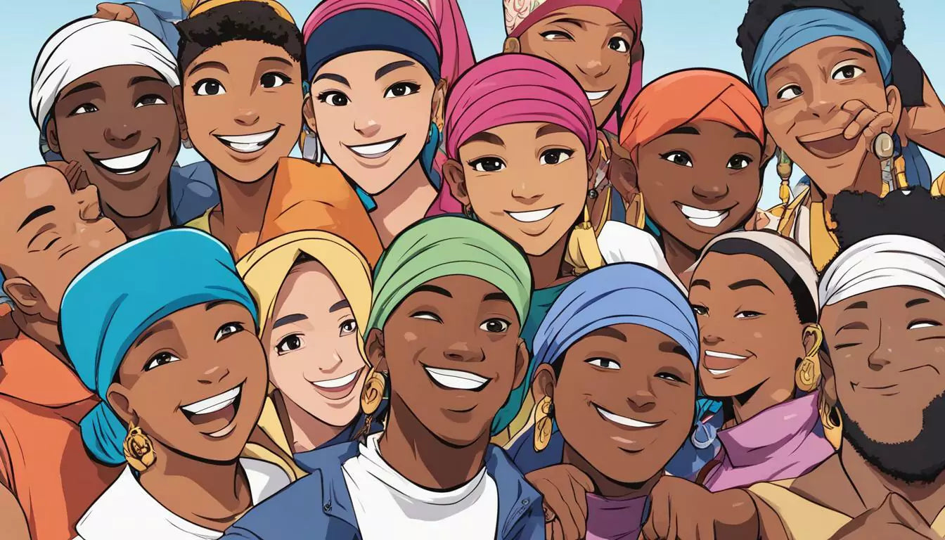 Group of diverse teens wearing durags