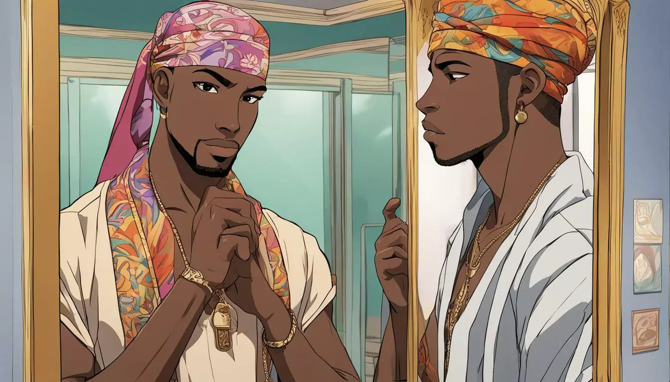 Two black man with multicolor durags