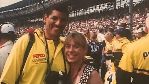 Jay and Kim Norvell at an auto race while he coached with the Indianapolis Colts.