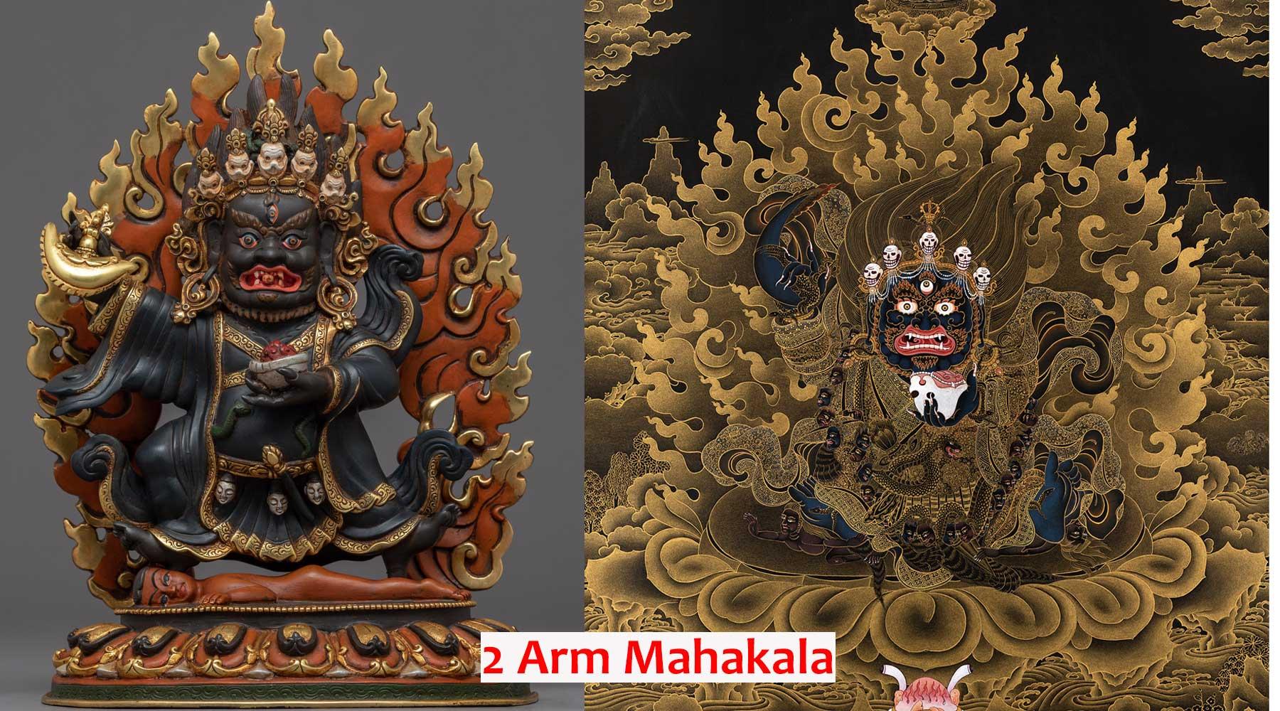 two-arm-mahakala-statue-and-thangka