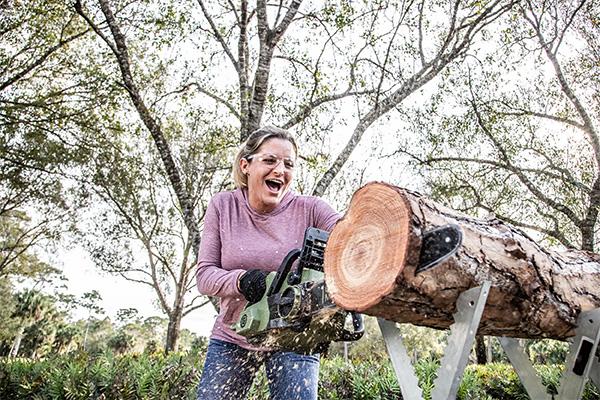 Green Machine Cordless Chainsaw Promo Image