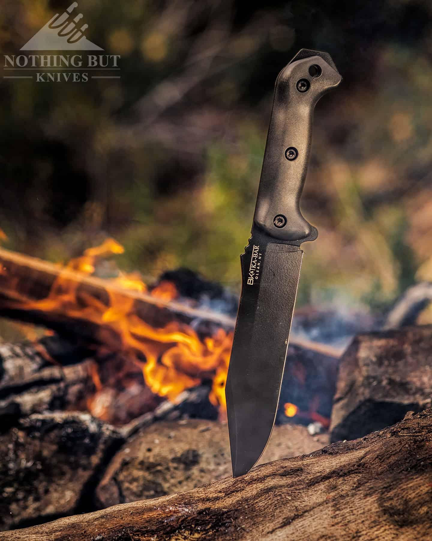 Camping with the Ka-Bar Becker BK7 Bowie knife.