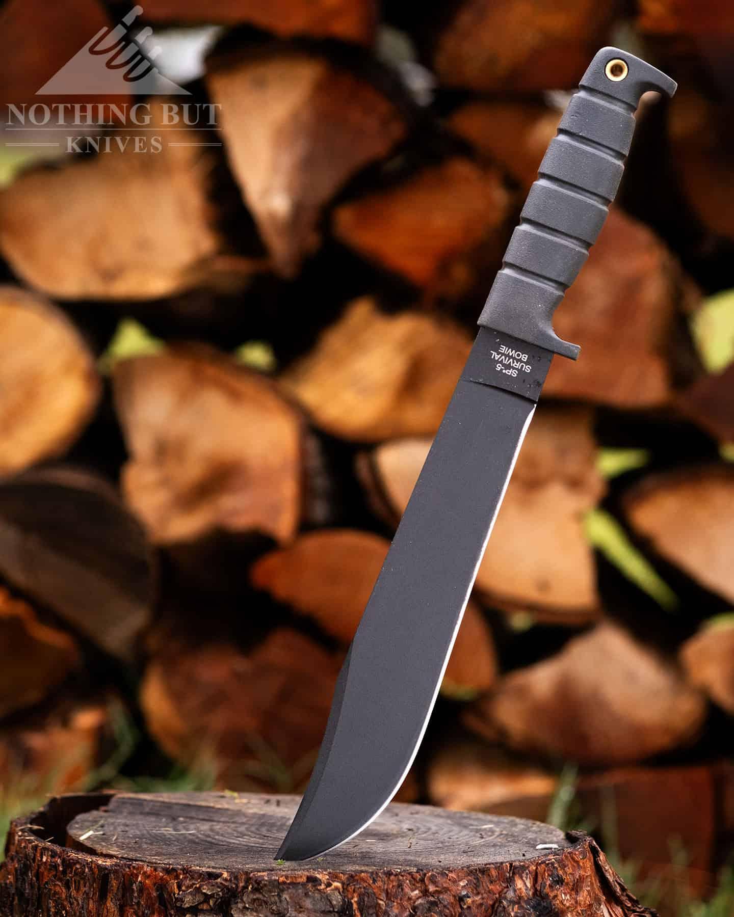 The Ontario Knife Company SP5 survival Bowie is aptly named. It is an ideal option for a survival situation.