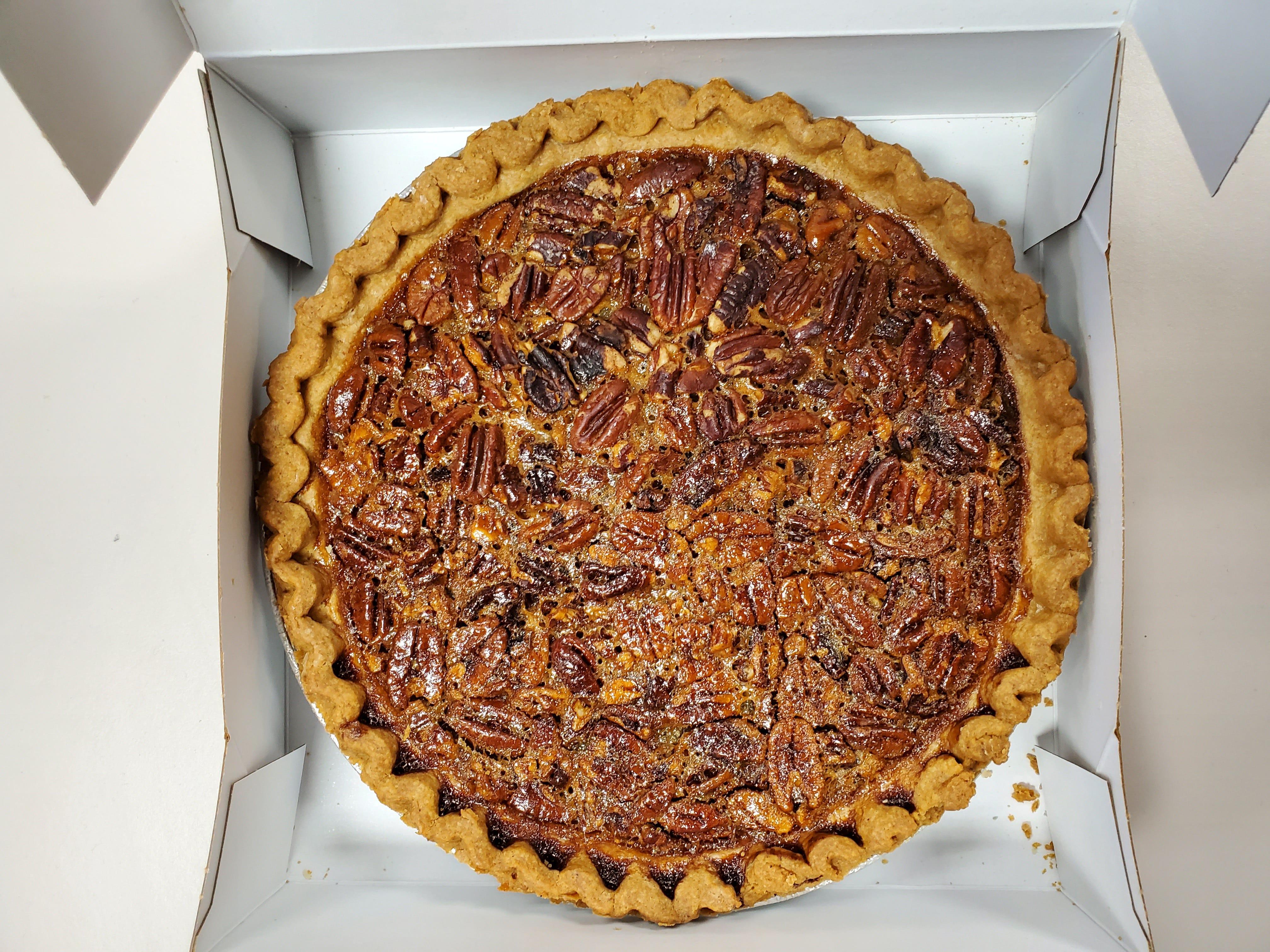 Pecan pie from Food Lion. $7.49 for a 22-ounce pie.