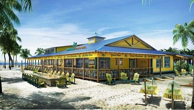 This rendering shows the Landshark Bar & Grill, being built at 451 S. Atlantic Ave., Daytona Beach. The 6-acre lot will also be home to Cocina 214 Restuarant & Bar, a Tex-Mex eatery. [Margaritaville Holdings]