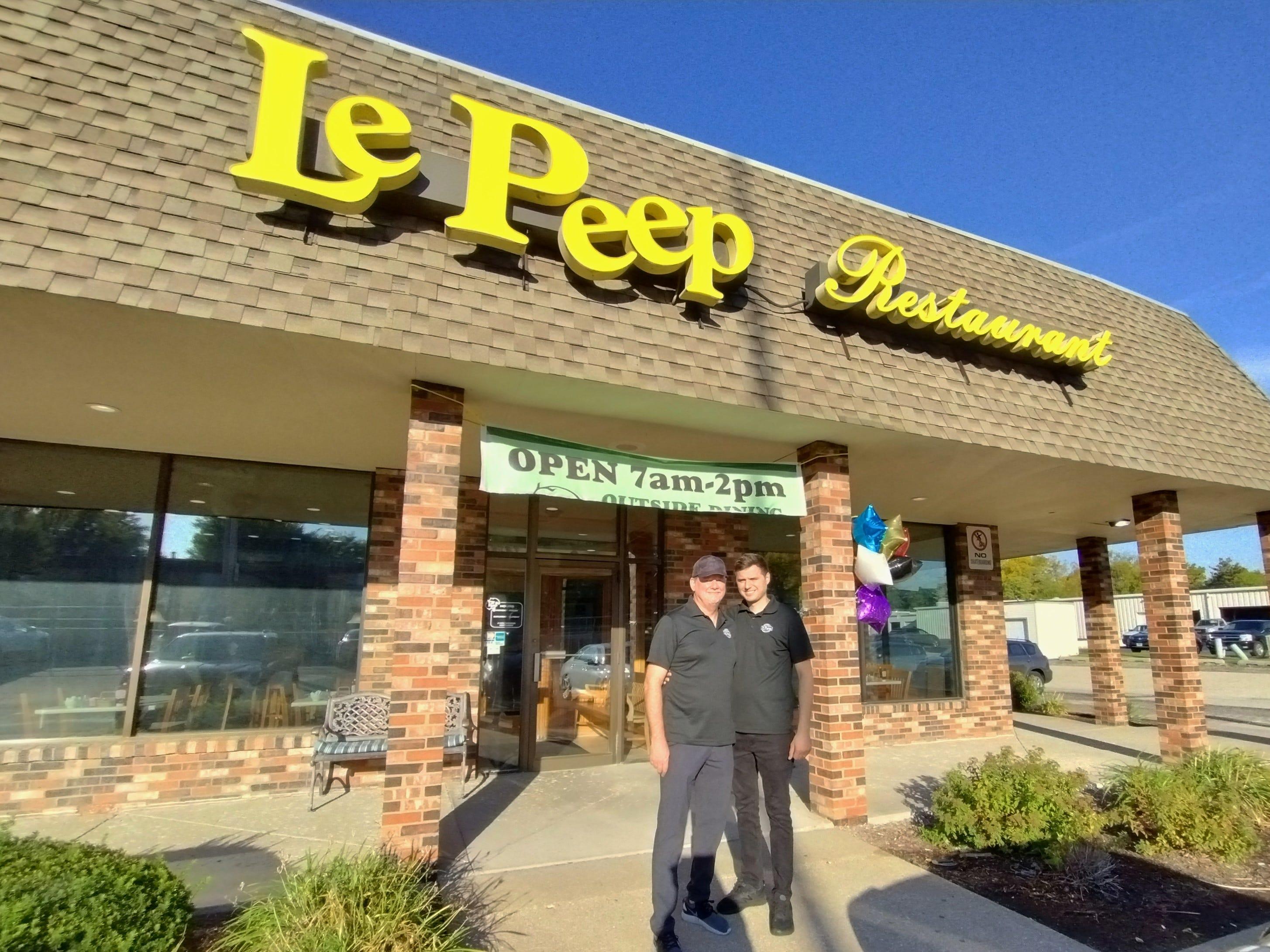 Le Peep CEO Kevin Wessel and location owner Rilind Balazi stand outside of the restaurant in Peoria. The business reopened on Oct. 5 after being closed for just over six months.