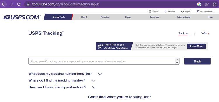 USPS tracking tool website
