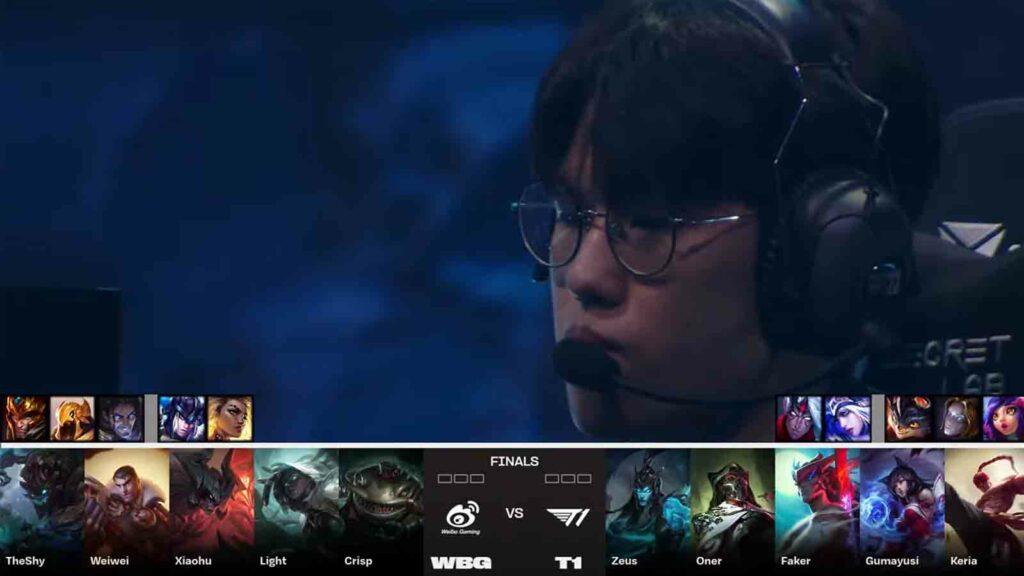 Worlds 2023 finals between Weibo Gaming and T1 game one draft