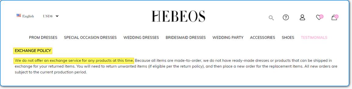 Hebeos Exchange Policy