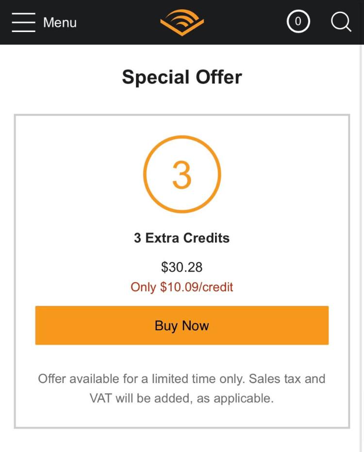 buy 3 extra audible credits website