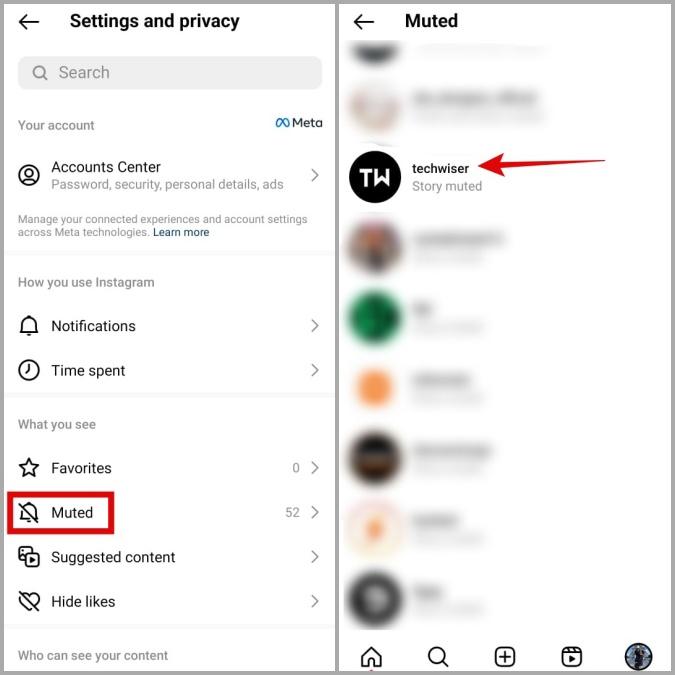 View Muted Accounts on Instagram App