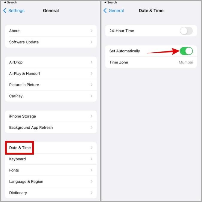 Set Date and Time Automatically on iPhone