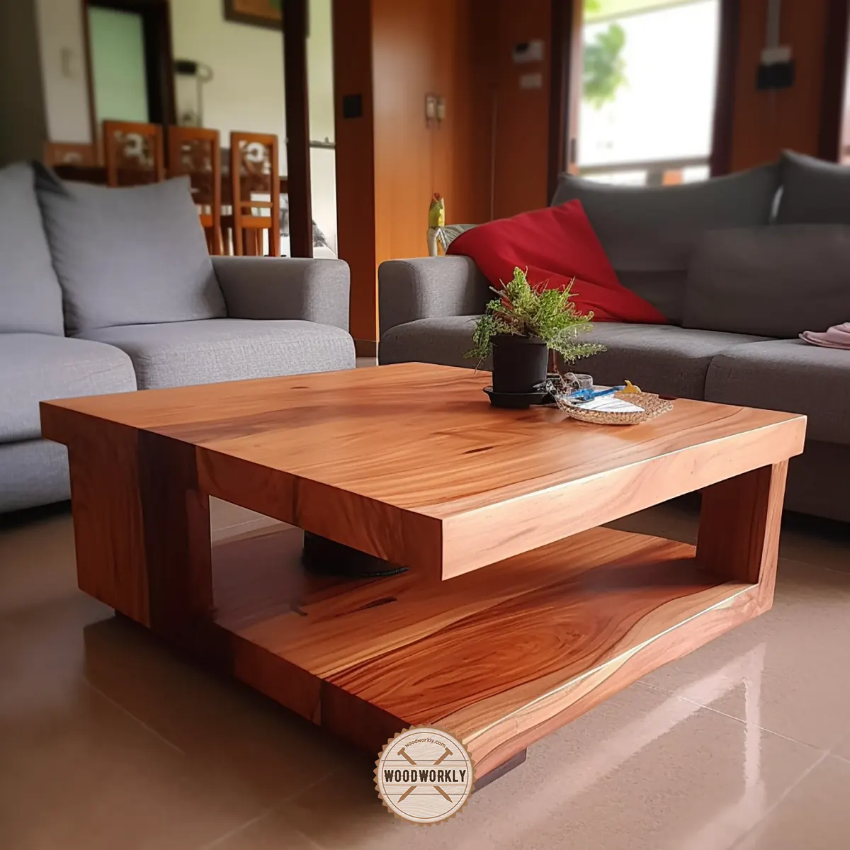 Coffee table finished with linseed oil