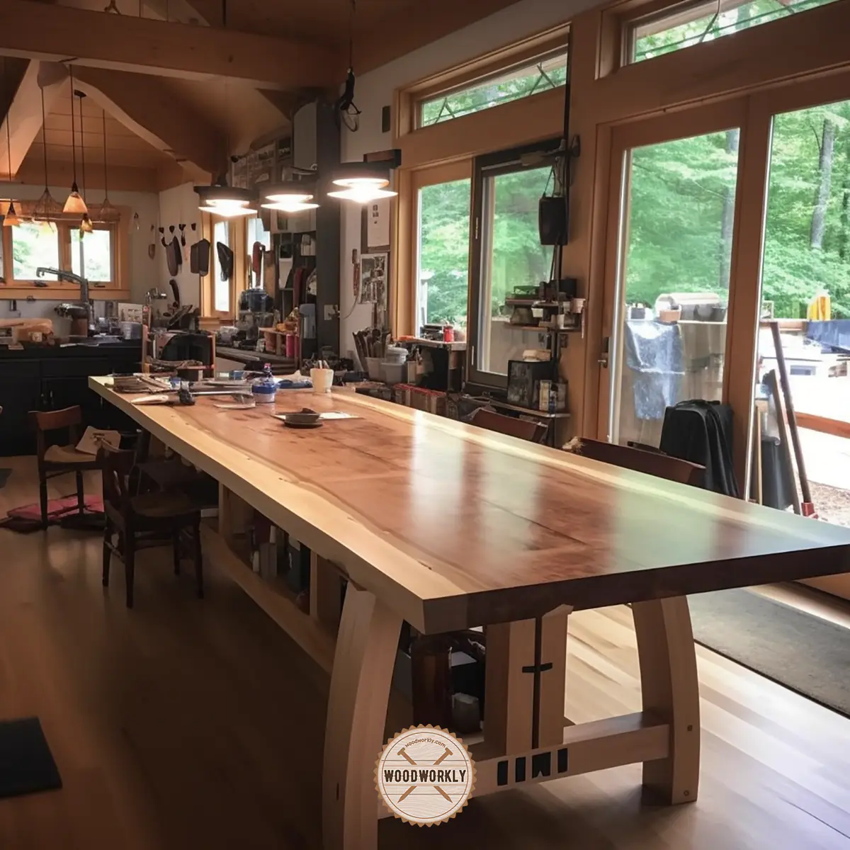 Dining table finished with linseed oil