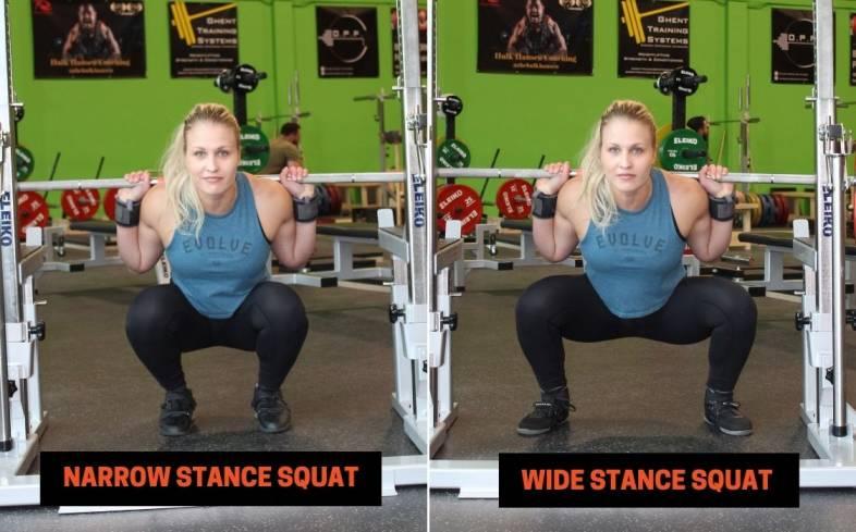 a stance too wide or too narrow can cause instability in the squat