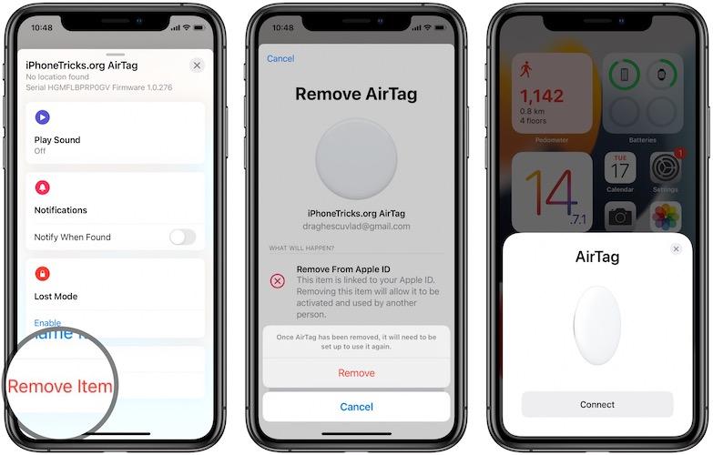 how to remove and reconnect AirTag