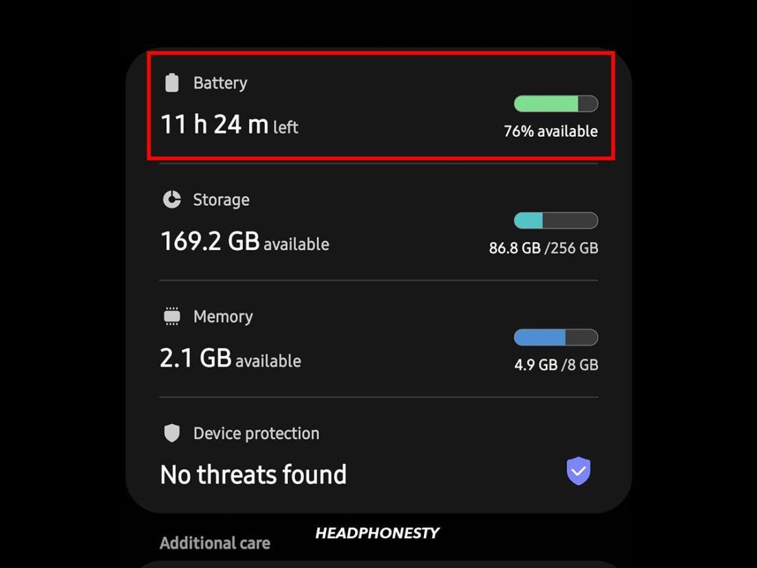 Android Battery settings