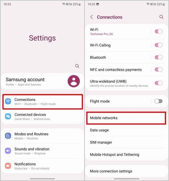 open mobile network connections