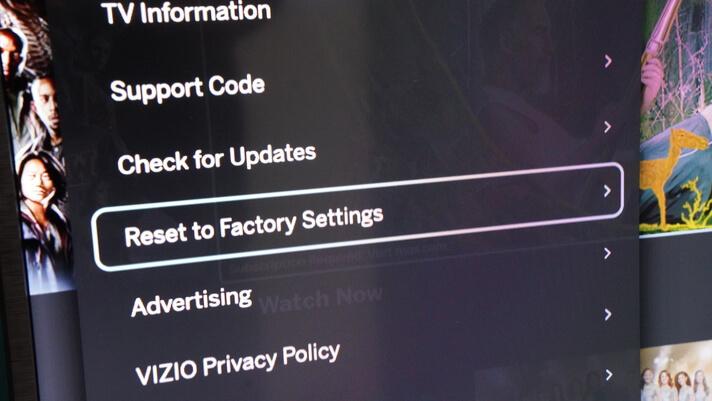 Vizio TV Reset to factory Settings